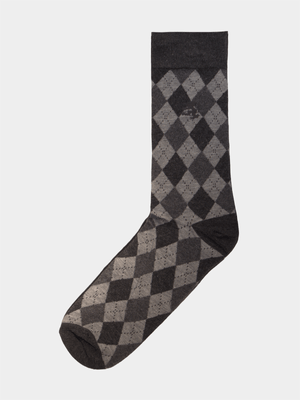 Men's  Pringle Grey All Over Argyle Luck Socks