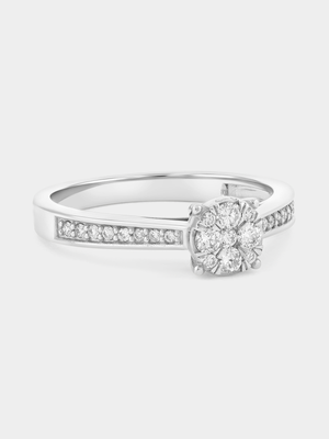 White Gold Diamond Solitaire Illusion Pavé Ring