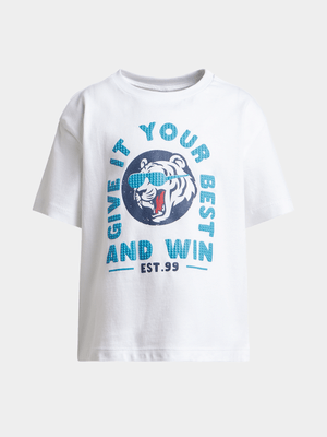 Exact Older Boy's White Graphic Print T-Shirt