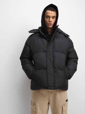 Redbat Men's Black Hooded Puffer Jacket
