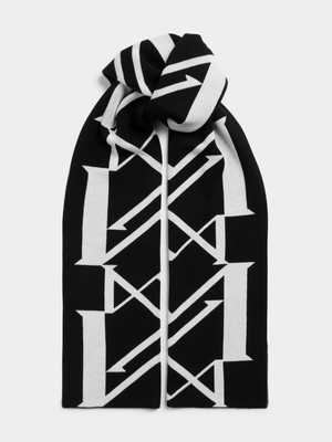 Markham Men's Monochrome Cotton Black/White Scarf