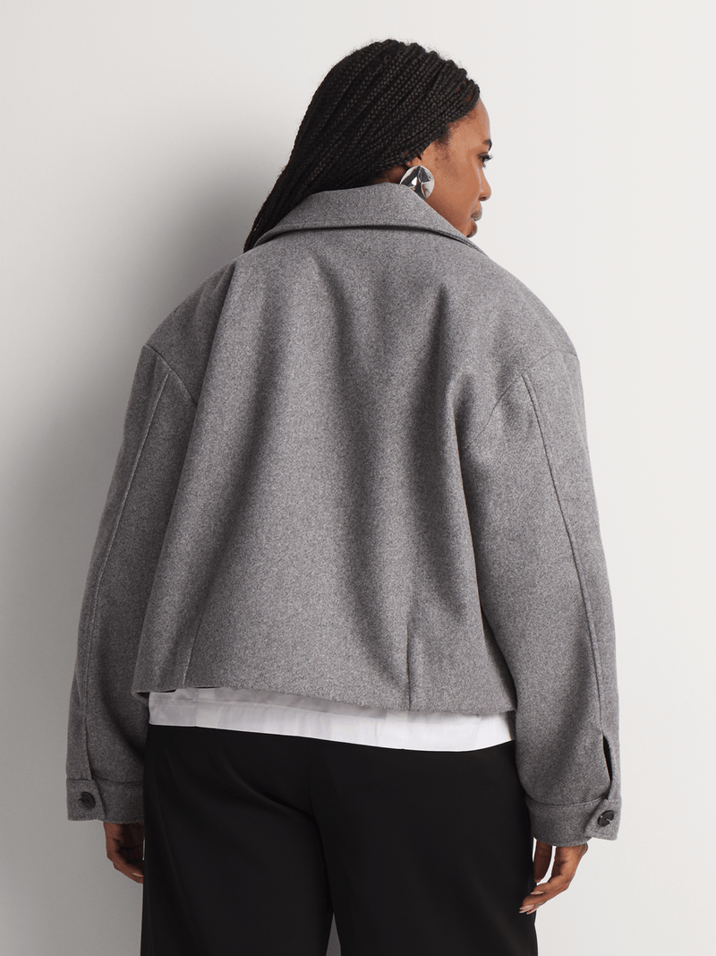 Cropped Zip Melton Shacket - Bash.com