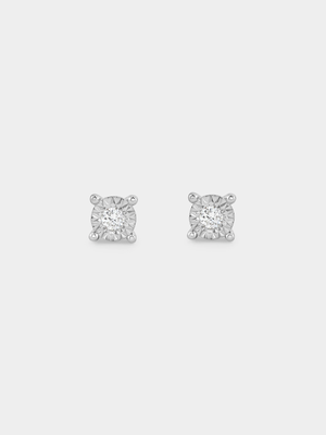 Sterling Silver Lab Grown Diamond Round Solitaire Stud Earrings