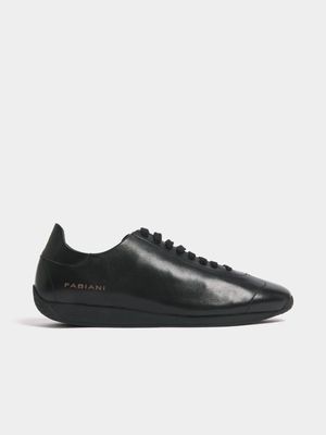 Fabiani Men's Black Leather Covered Sole Classic Sneakers
