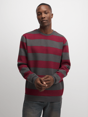 Exact Men's Burgundy Striped Sweat Top