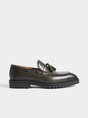 Fabiani Men's Green Leather Tassel Loafer