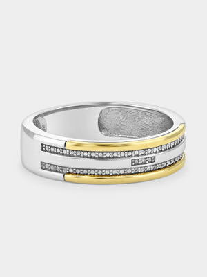 Yellow Gold & Sterling Silver Earth Grown Diamond Horizontal Rows Ring