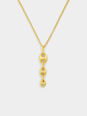 Yellow Gold Vermeil Puffy Anchor Link Y-Chain