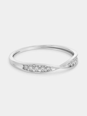 White Gold 0.02ct Diamond Twist Ring