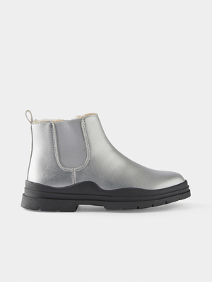 Cotton On Kids Silver Bobbi Lined Gusset boots