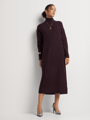 High Neck Midi Knitwear Dress