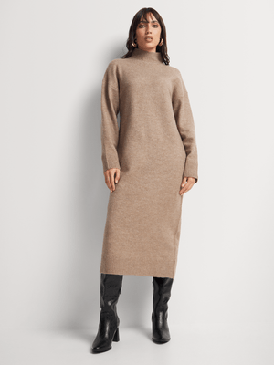 High Neck Midi Knitwear Dress
