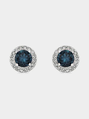 Sterling Silver Crystal Women's September Birthstone Stud Earrings