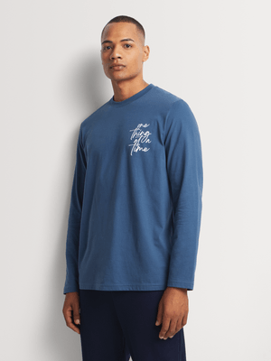 Men's Markham Crew Graphic Blue Sleepwear Top