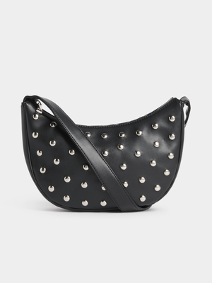 The FIX Women's Black Studded Slouchy Bag