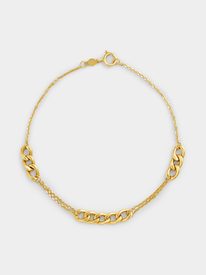 Yellow Gold Chain Link Station Bracelet