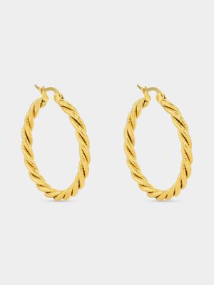 Tempo Jewellery Gold Plated Stainless Steel Twisted Hoop Earrings