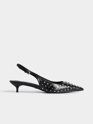 Studded Slingback Kitten Heels