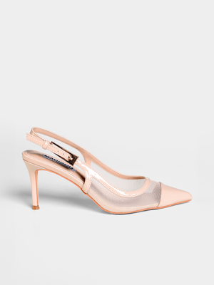 Women's Madison Nude Genevieve Slingback Buckle Heels