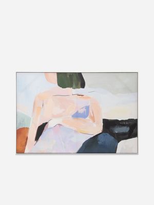 Framed Printed Figure With Throw 120 x 90cm