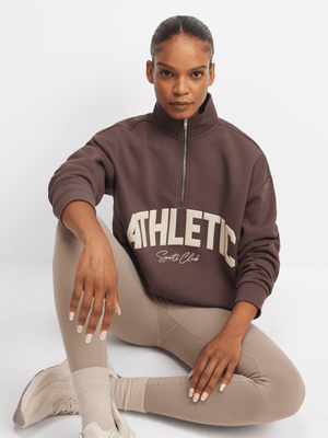 TS Womens 1/4 Zip Graphic Simply Taupe Sweat Top
