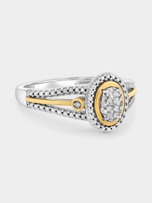 Yellow Gold & Sterling Silver Lab Grown Diamond Oval Halo Ring