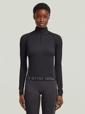 G-Star Women Seamless Zip Dark Black Top