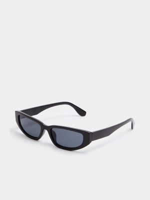 The FIX Unisex Black Oval Sunglasses