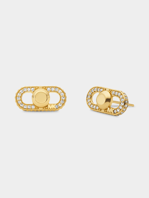 Michael Kors Sterling Silver Pavé Astor Link Stud Earrings