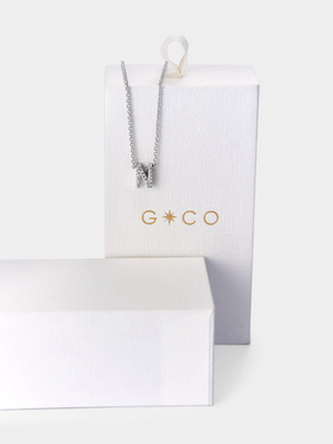 Rhodium Plated Cubic Zirconia Pavé Initial N Necklace