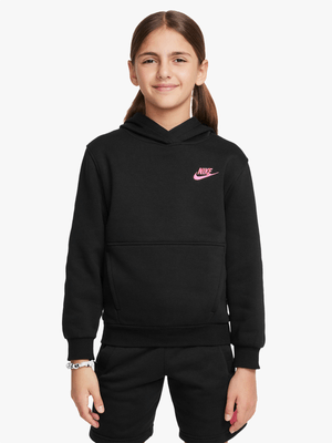 Nike Girls Club Fleece Black Hoodie