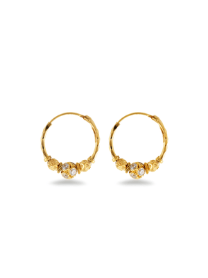 Yellow Gold & White Gold Cubic Zirconia Fancy Hoop Earrings