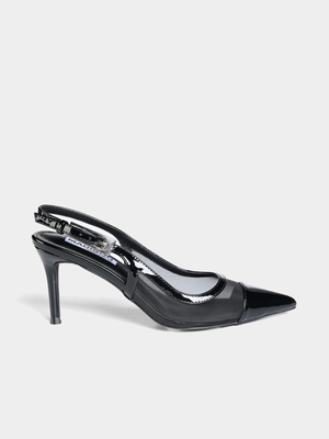 Women's Madison Black Genevieve Slingback Buckle Heels