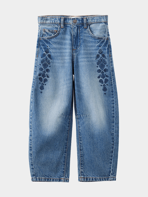 Cotton On Kids Girl Blue Unisex Barrel Leg Denim Jeans