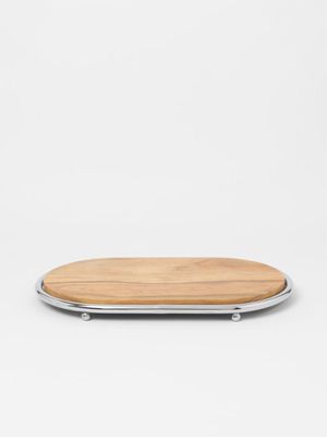 Oval Wood & Aluminium Tray 40cm