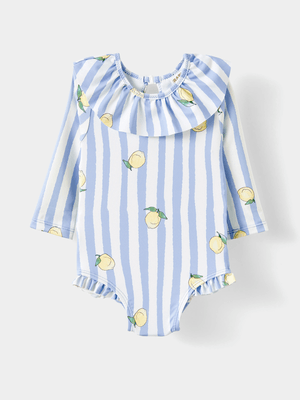 Cotton On Baby Blue Bonnie Long Sleeve Ruffle One Piece