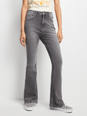 Redbat Women's Grey Wash Flare Jeans