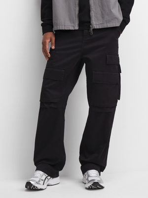 Redbat Men's Black Wide Leg Cargo Pants