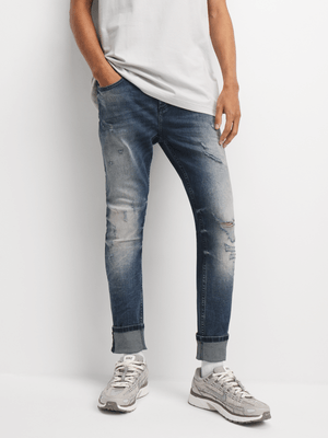 Redbat Men's Dark Blue Super Skinny Jeans