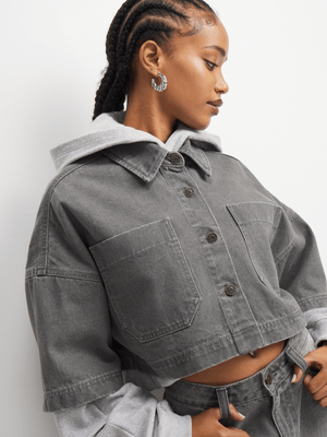 The FIX Women's Grey Oversized Denim Shirt