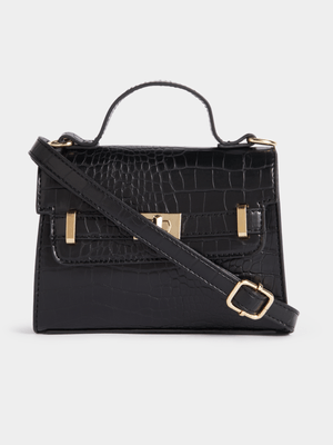 The FIX Women's Black Croc Hardwear Box Bag