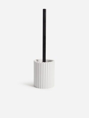 Jet Home White Ceramic Ribbed Toilet Brush