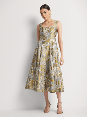 Luella Fit & Flare Panelled Midi Dress