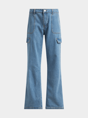 Jet Older Girls Mid Blue Jeans