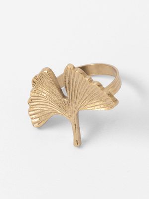 AH Gold Ginkgo Napkin Ring Set of 4