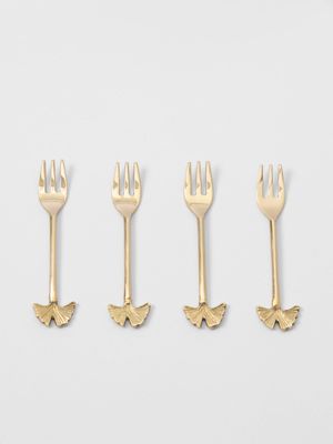 AH Gold Ginkgo Cake Forks Set of 4