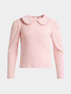Exact Older Girl's Pink Peterpan Collar Top