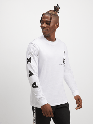 Mens APX Graphic Printed White Long Sleeve Tee
