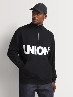 Men's Union-DNM Funnel Neck Black Graphic Sweat