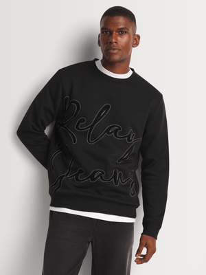 Men's Relay Jeans Flock Black Graphic Sweater